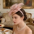 thumbnail image 5 of Qiopertar Vintage Fascinator Hat, Flower Mesh Ribbons Feathers Headband Clip, Tea Party Bridal Cocktail Headwear for Women Girls, Pink, 5 of 6