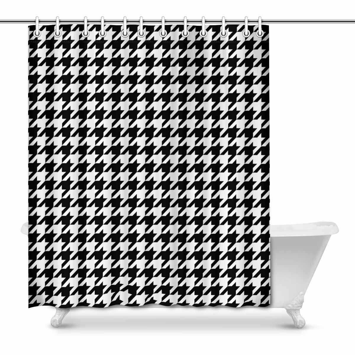 Mkhert Classical Black And White Houndstooth Checkered Pattern Home Decor Waterproof Polyester