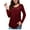 Wine Red, variant on GingDin Women's Plus Size Long Sleeve Shirts Round Neck Lace Pleated Tunic Tops M-4XL