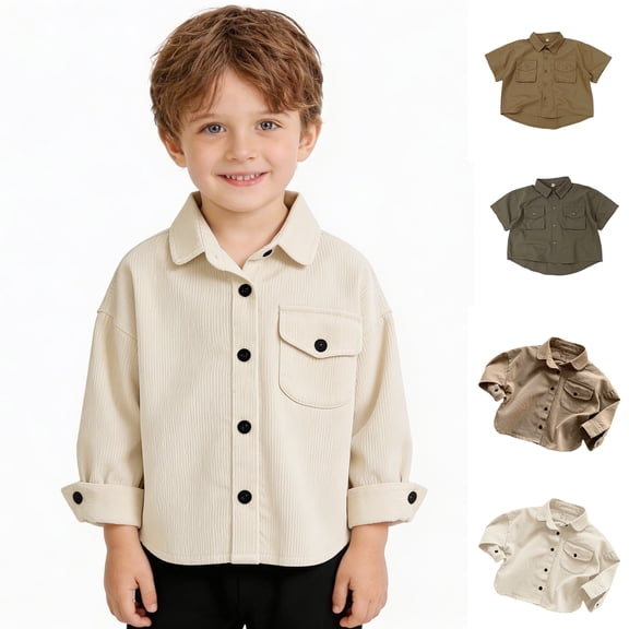 XINXIAOO Kids Boys Button Down Shirts Beige Shirt for Boys Dress Shirt Boys Formal Shirt Boys Suit Size 2-3 Years