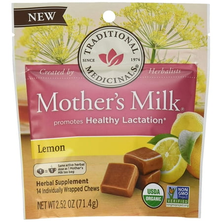Traditional Medicinals Mothers Milk Lemon Lactation Chews, 14 Count (Pack of 6)
