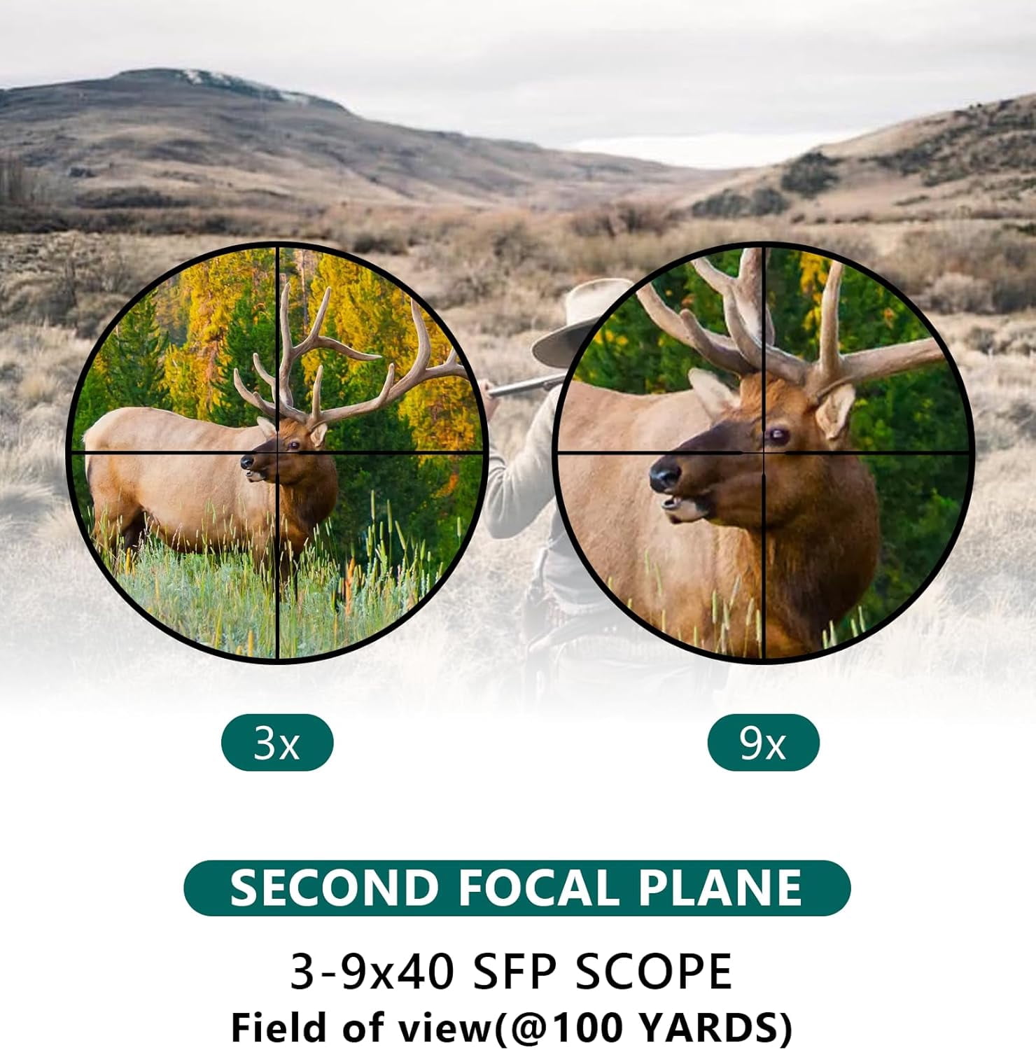 Aquilifer HT 3-9x40NL SFP Hunting Riflescope 1 inch Tube Waterproof Fogproof Shockproof