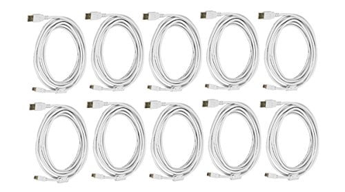 C/&E 10 Pack USB 2.0 A Male to Mini-B 5pin Male 28//24AWG Cable with Ferrite Core Gold Plated White 3 Feet