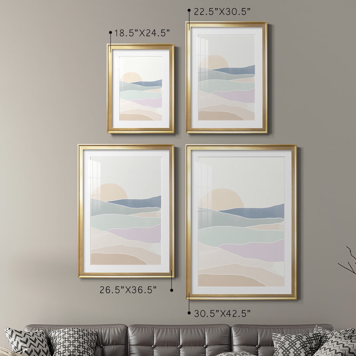 Wexford Home Wave Tableau I Premium Framed Print, 26.5" x 36.5" - Ready to Hang, Gold (Set of 2)