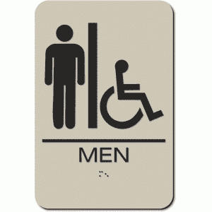 

MEN Accessible Restroom Sign - Styrene-Taupe / Black (4 Units)