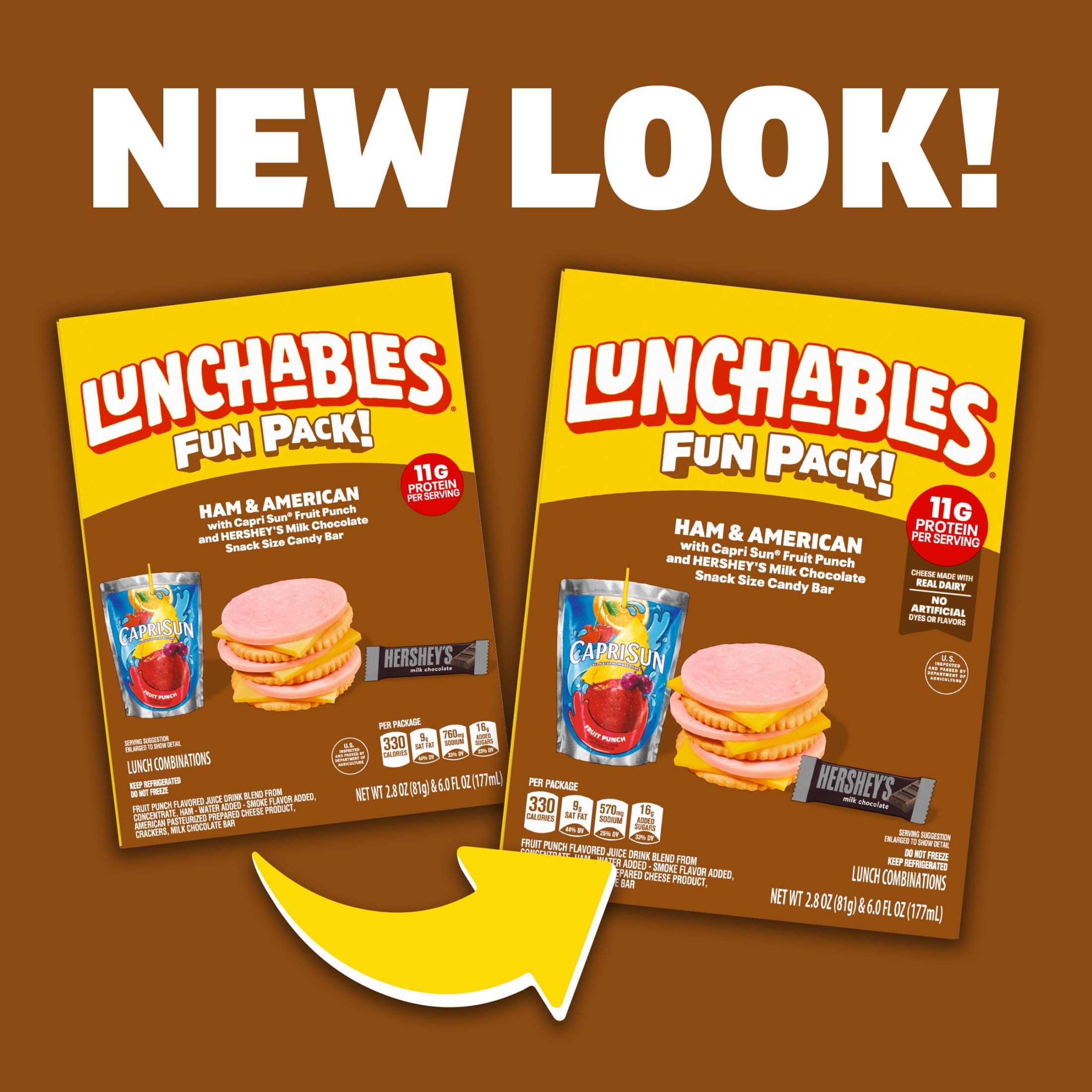Lunchables Lunch Kit, for Kids Lunch, School Snacks, Ham & American with Capri Sun & Hershey's, 11g Protein Snacks, 8.8 oz