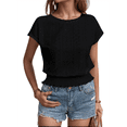 thumbnail image 3 of Blusa Informal Elegante con Mangas y Dobladillo Fruncido para Mujer, Color Negro, Talla XXL, 3 of 8