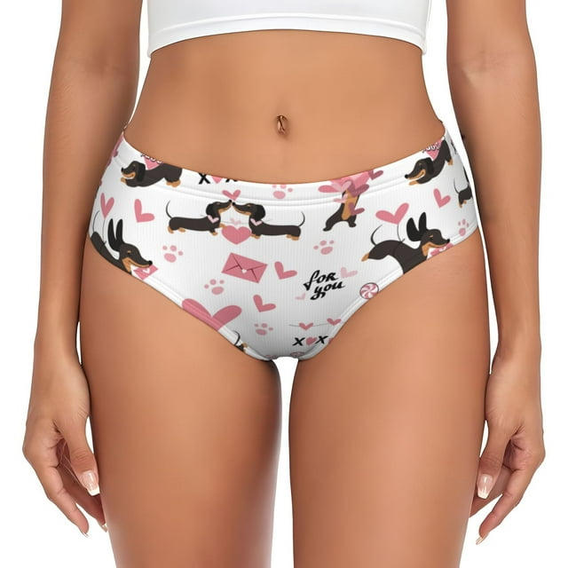 Balery Dachshund Dog Puppy Ropa Interior de Algodón para Mujer con Dibujo – Braguitas Cómodas y Elásticas, Estilo Clásico-3X-Large