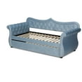 thumbnail image 4 of Baxton Studio Abbie Light Blue Velvet Upholstered and Crystal Tufted Twin Daybed with Trundle, 4 of 12