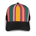 thumbnail image 3 of Naloa Vertical Stripes Adult adjustable Print Baseball Hat, Patchwork curved brim baseball capfor Men and Women, One Size, 3 of 5