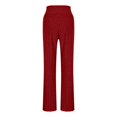 thumbnail image 6 of Women's Solid Color Striped Ribbed Knit Pants, Elastic Waist Wide Leg Trousers with Casual Comfort Fit, Loose Long Pull-On Pants for Daily Wear and Versatile Occasions Red, 6 of 6