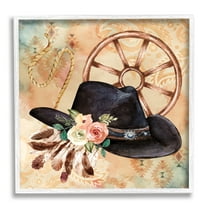 Stupell Southwestern Hat Floral Paisley Beauty & Fashion Painting White Framed Art Print Wall Art