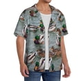 thumbnail image 2 of KLL Mallard Ducks Swimming Print Men's Shirt Short Sleeve Button Down Summer Cuba Beach Shirts- Small, 2 of 5