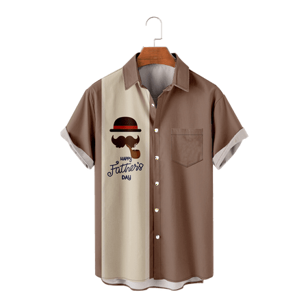

LANLIN Gifts For Dad Men Dad Crewneck Button Down Short Sleeve Hawaii Shirts Tropical Slim-Fit Outfits for Men
