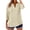 Khaki, variant on Womens 3/4 Sleeve Tops Cotton Linen Button Down Shirts V Neck Pleated Casual Loose Roll up Sleeve Shirts White