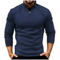 thumbnail image 3 of Feancey Quarter Zip Golf Pullover Men Slim Fit Casual Long Sleeve Polo Shirt Mens 1/4 Zipper Collar Sweatshirts Fall Lightweight Fashion Athletic Sweatshirt Navy 3XL, 3 of 7