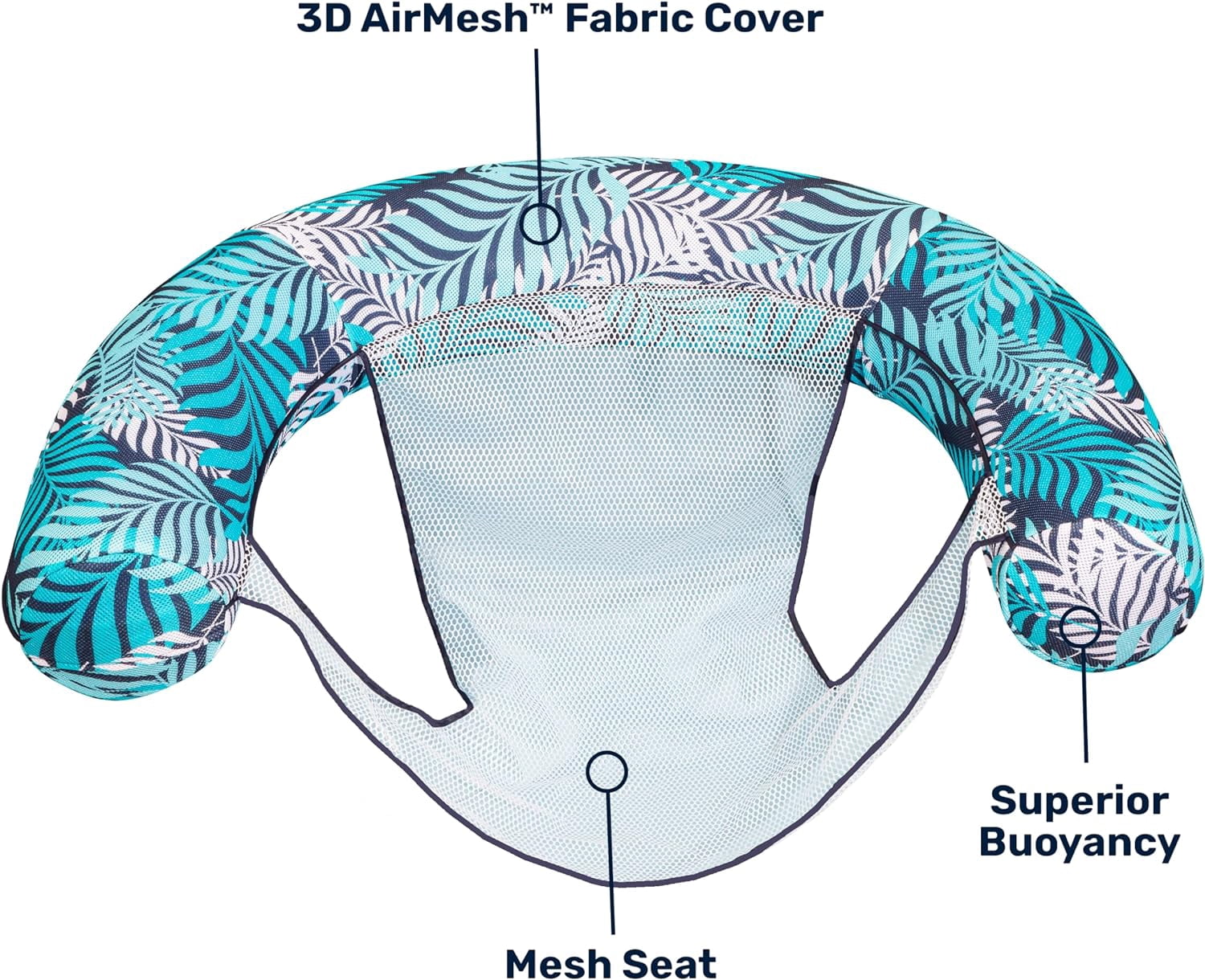 Aqua Noodle Pool Chair Inflatable Mesh Float for Adults, Blue Pineapple Hibiscus