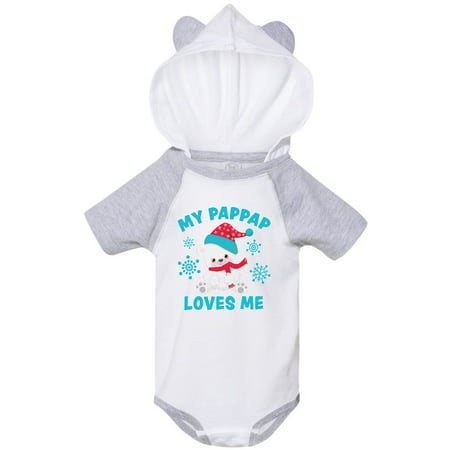 

Inktastic Polar Bear My Pappap Loves Me in Santa Hat with Snowflakes Gift Baby Boy or Baby Girl Bodysuit