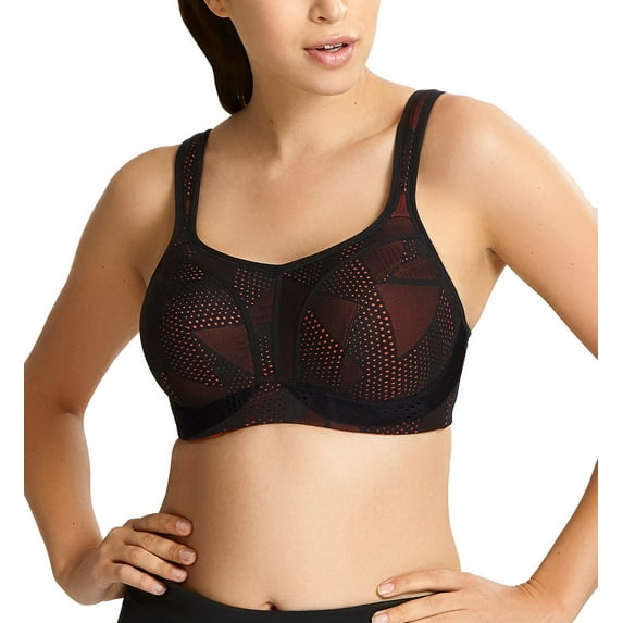 Panache Underwire Sports Bra (5021),36D,Black/Coral