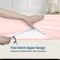 thumbnail image 3 of King Size Zipper Fitted Sheet Only – 100% Egyptian Cotton, 600 Thread Count, 22-Inch Extra Deep Pocket, Luxury Sateen Weave Bottom Sheet, Hotel Quality, ( 78" x 80" +22" , Pink Solid ), 3 of 6