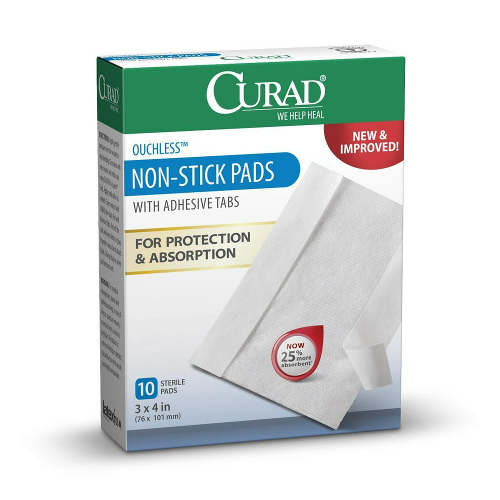 CURAD Sterile NonStick Adhesive Pads, 3 x 4 InchBox of