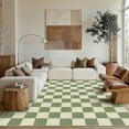 thumbnail image 2 of WIPONKEN 5'x7' Area Rugs for Living Room Modern Checkered Green Rugs for Bedroom Kitchen Non Slip Washable Geometric Contemporary Carpets for Home Office Dining Room Throw Rugs, 2 of 7