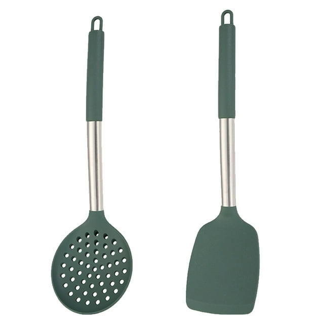 El sistema a prueba de calor del utensilio de cocina 2Pcs, BPA libera, utensilios de cocina antiadherentes con la manija del acero inoxidable