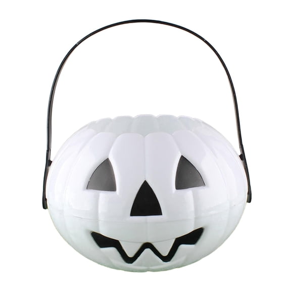 Jack O Lantern Plastic Pumpkin Bucket, Halloween Pumpkin Candy Pail, Trick or Treat Container for Candy Collection & Holiday Decor