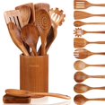 thumbnail image 1 of Juego de cucharas de cocina de madera Mooues de 12 piezas con soporte, 1 of 7