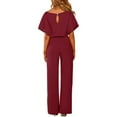 thumbnail image 4 of Baqcunre Jumpsuits for Women Women's Fashion Solid Color Lace Up Button Short Sleeved Jumpsuit Jumpsuits for Women Dressy One Piece Jumpsuits for Women, 4 of 5