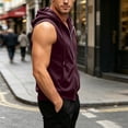 thumbnail image 4 of Sleeveless Fleece Hoodie Women Lightweight Zip-up Jackets Vests Drawstring Solid Color Loose Casual Sweatshirt with Side Pockets Wine 3XL, 4 of 9