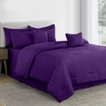 thumbnail image 3 of Lux Decor 10-Piece King Seersucker Comforter Set – All-Season Bed in a Bag with Comforter, Sheets, Pillow Shams, Bed Skirt & Decorative Pillows – Purple Bedding for Ultimate Comfort, 3 of 7
