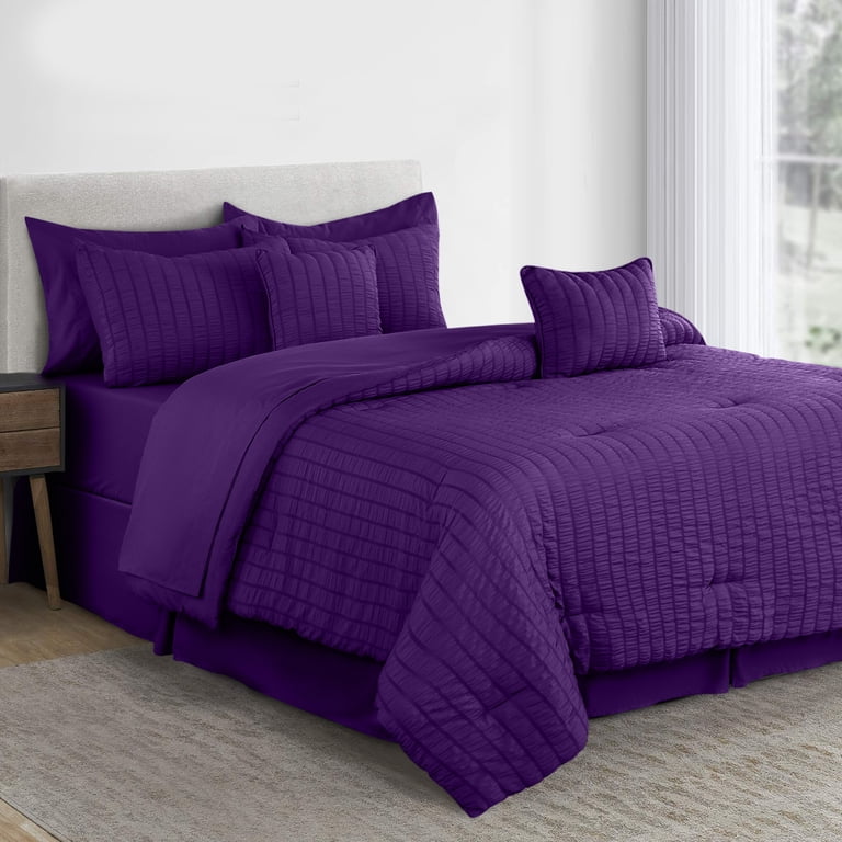 Lux Decor Collection 10-Piece Queen Comforter Set, Purple photo 7
