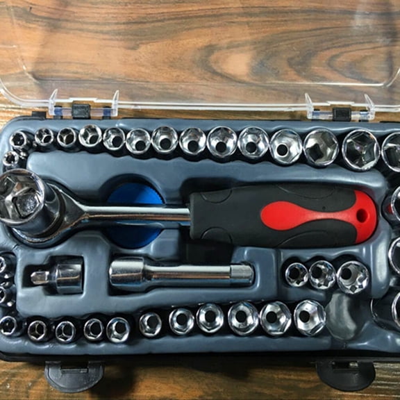 40-Piece Motorcycle Repair Tool Kit with Carrying Case and Labeled Slots for Car and Vehicle Maintenance