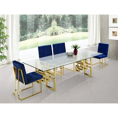 Rectangle Glass Dining Table - Meridian Furniture Inc Pierre Gold Dining Table