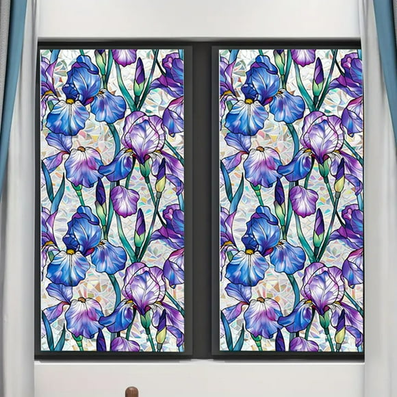 Oliegs Rainbow Floral Static Cling Window Film Removable PVC Decal For Glass Doors (100x43cm) | No Re Sidue Privacy Sticker 5 Botanical Designs (Pattern Varies)