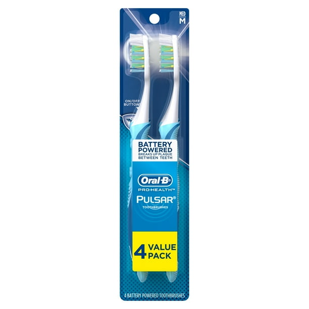 OralB ProHealth Pulsar Battery Powered Medium Bristles Toothbrush, 4 Count