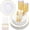 Gold, variant on 175PCS Pink Scalloped Disposable Plates and Gold Flatware Set - Includes 50 Plates, 75 Utensils, 25 Cups, 25 Napkins for Party, Wedding, Baby Shower, and Special Events