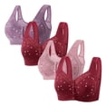 thumbnail image 1 of LOVZFMLL Bras for Women 4pc Woman's Comfortable Lace Breathable Bra Underwear No Rims Purple L, 1 of 3