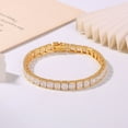 thumbnail image 2 of Elegant Gold Tennis Bracelets for Women Men 5.5MM Princess Cut 5A CZ Simulated Diamond Tennis Bracelet 925 Sterling Silver Bracelet Jewelry 6.5-8 Inch, 2 of 5