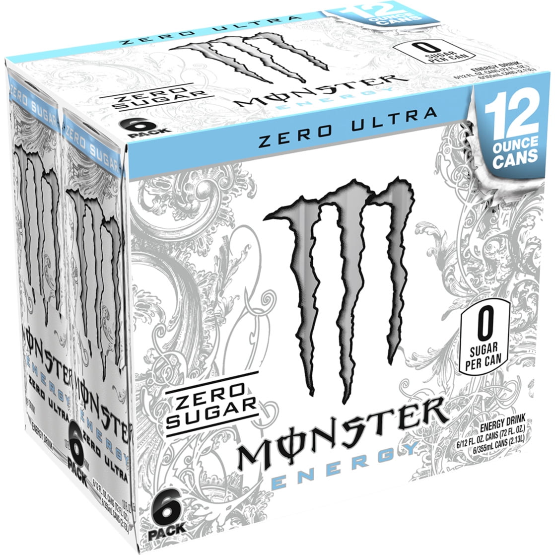 Monster Energy, Zero Ultra, Sugar Free Energy Drink, 6 Pack - 12 Fl Oz
