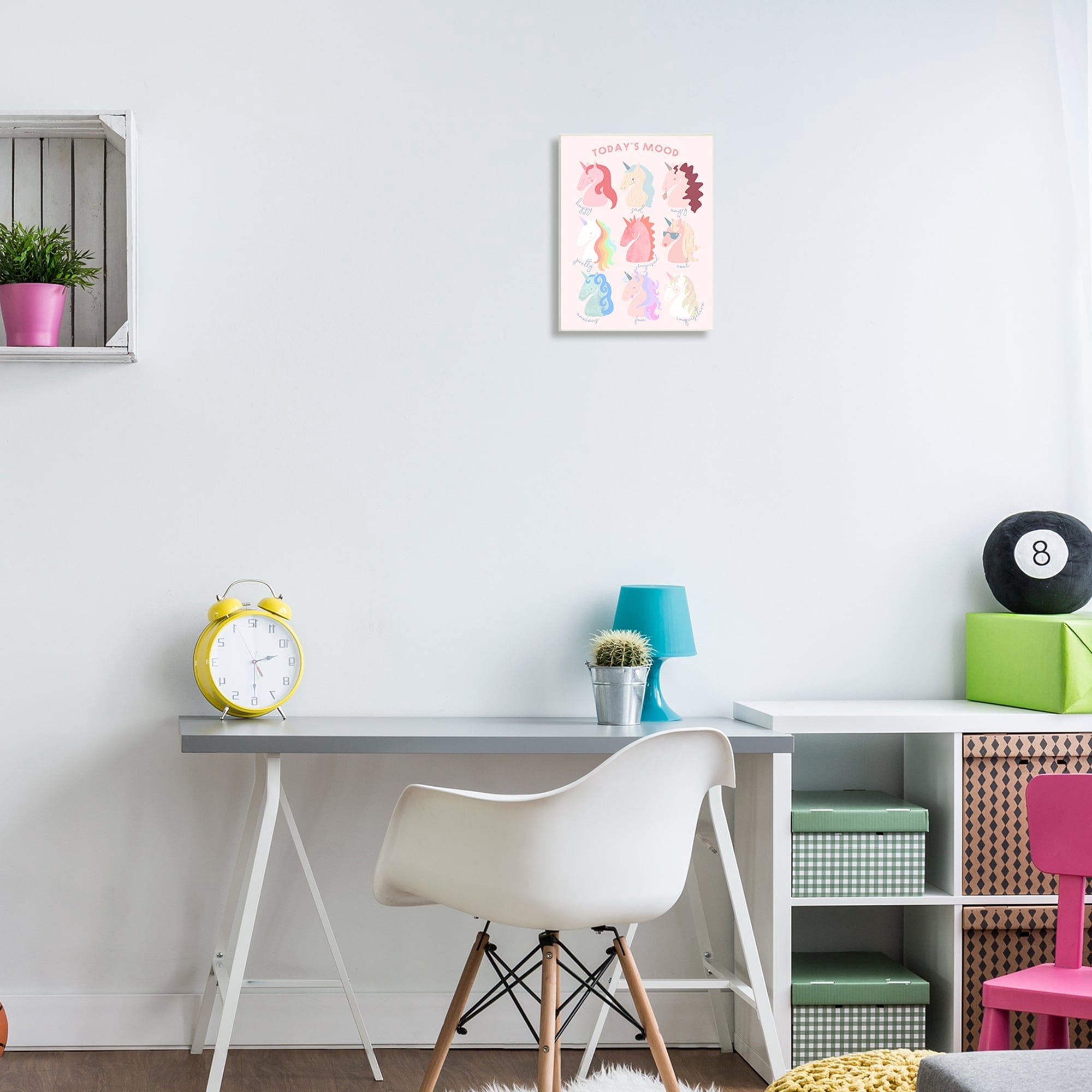 Stupell Industries Todays Mood Chic Trendy Unicorns Feelings in Style Wood Wall Art, 10 x 15, Design by Lil' Rue