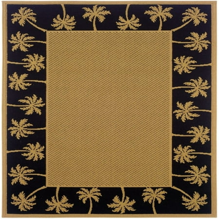 Oriental Weavers Lanai Beige/Black Palm Trees Rug Rug Size: 53  x 76 606K5-5376 Rug Size: 53  x 76  -Distressed: No. -Technique: Woven. -Type of Backing: None. -Material: Polypropylene.