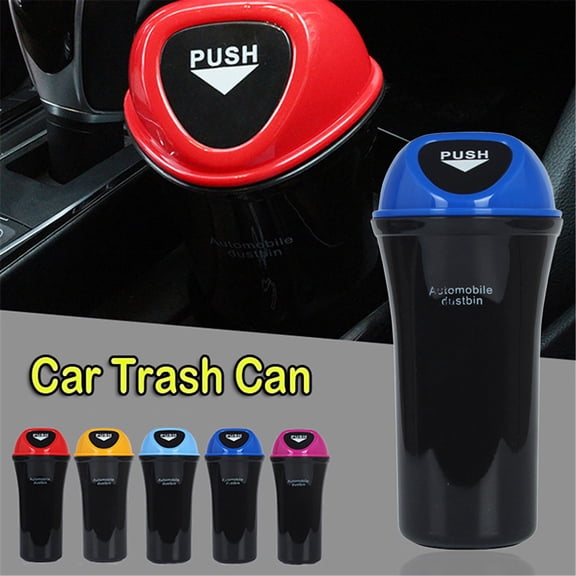 Mini Car Trash Can ā Auto Dustbin with Spring Lid, ABS Garbage Bin, Cover, Fits Cup Holder, Small Size 20x9.5x7cm for Vehicle, Home, Office