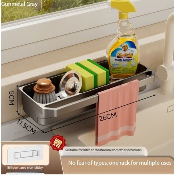 1 estante de drenaje for trapos de cocina al lado del fregadero, estante multiusos for trapos de esponja montado en la pared, estante de almacenamiento for fregadero