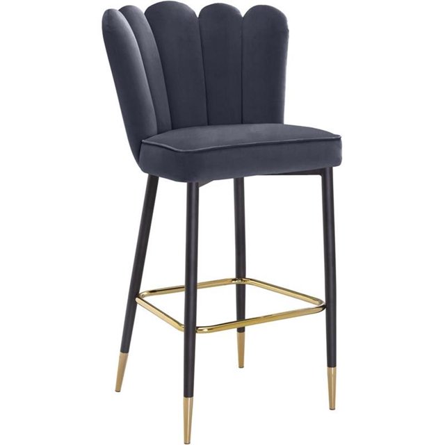 Meridian Furniture Tabouret en Velours Gris Lily (Ensemble de 2)