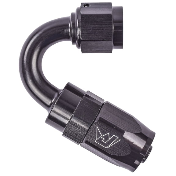 JEGS AN 150-Degree Max Flow Swivel Hose End [-6 AN Female to -6 AN Hose, Black]