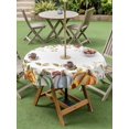 thumbnail image 3 of Outdoor Tablecloth with Umbrella Hole and Zipper, Orange Pumpkin Fall Round Table Cloth 60 Inch Waterproof Tablecloth, Thanksgiving Botanical Sunflower Leaves Picnic Table Cover for Patio Camping, 3 of 7