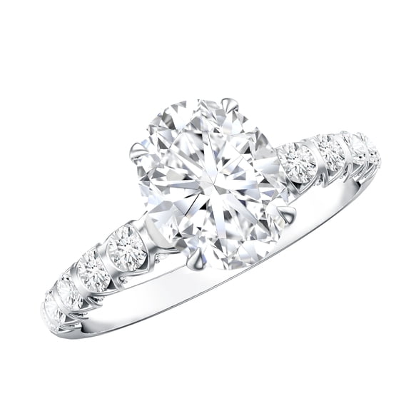 Rosec Jewels IGI Certified Lab Grown Diamond Engagement Ring 2 Carat - E-VS1 - Oval Diamond Solitaire Ring - with Jewelry Box, 925 Sterling Silver, US 4.00