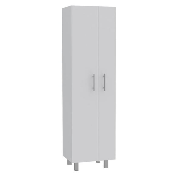 Bacoa Freestanding Supply Cabinet with Double Doors, Five Shelves - White
